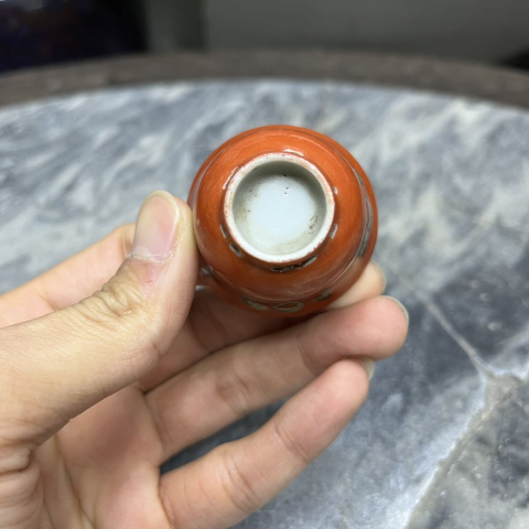 古玩陶瓷【民國·升值前景:珊 瑚 紅釉八寶小杯】拍賣,當前價格280元