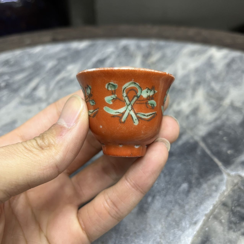 古玩陶瓷【民國·升值前景:珊 瑚 紅釉八寶小杯】拍賣,當前價格280元
