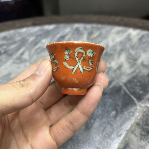 古玩陶瓷【民國·升值前景:珊 瑚 紅釉八寶小杯】拍賣,當前價格280元