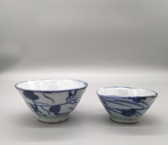 古玩陶瓷【清中期·如意靈芝紋青花杯一對】拍賣，當前價格488元