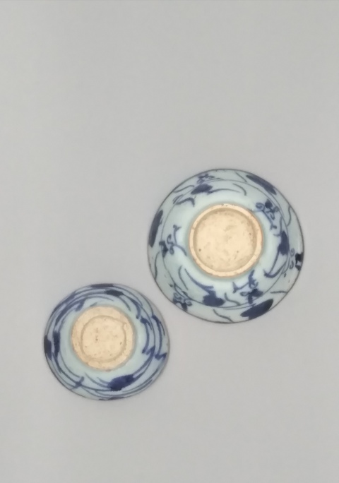 古玩陶瓷【清中期·如意靈芝紋青花杯一對】拍賣，當前價格488元
