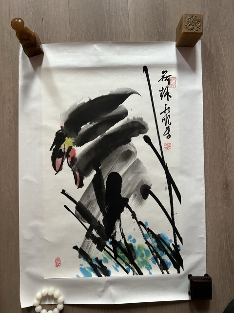 古玩字畫楊新順老師《荷靜》拍賣，當前價格788元