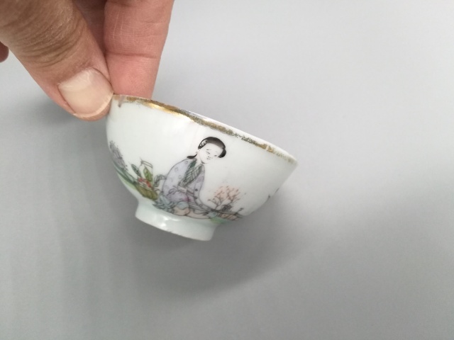 古玩陶瓷【民國·如玉美人紋粉彩杯】拍賣,當前價格688元