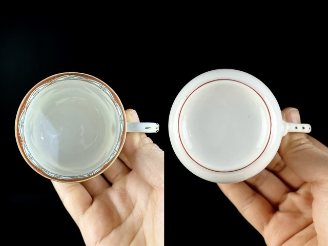 古玩陶瓷廣彩金玉滿堂紋杯碟拍賣，當前價格600元