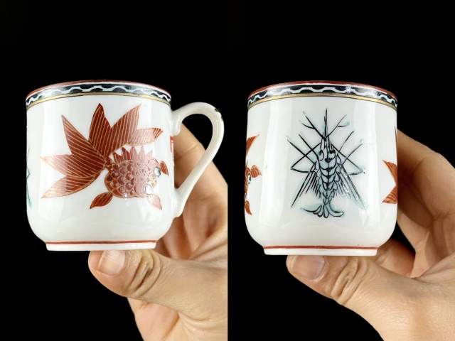 古玩陶瓷廣彩金玉滿堂紋杯碟拍賣，當前價格600元