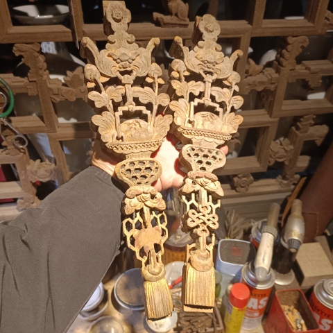 古玩雜項清早期潮汕木雕福慶有余拍賣,當前價格800元