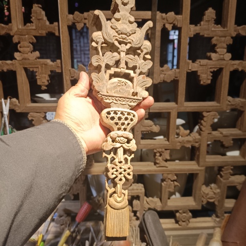古玩雜項清早期潮汕木雕福慶有余拍賣,當前價格800元