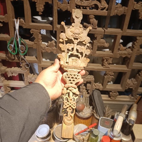 古玩雜項清早期潮汕木雕福慶有余拍賣,當前價格800元
