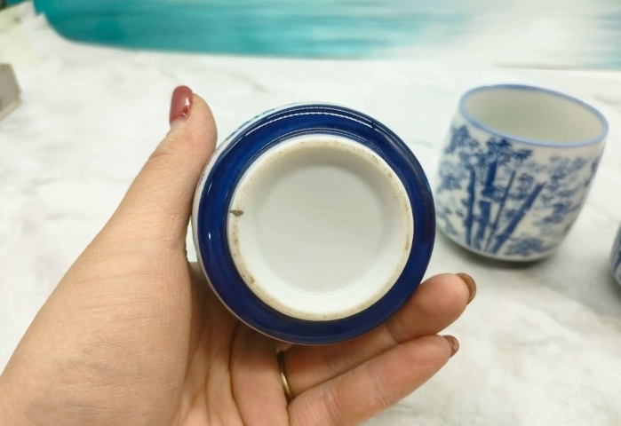 古玩陶瓷竹紋青花杯拍賣，當前價格160元