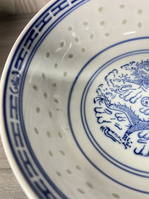 古玩陶瓷青花龍紋玲瓏瓷碗拍賣，當前價格160元