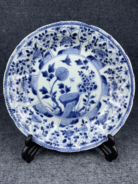 古玩陶瓷康熙青花折枝花卉盤拍賣,當前價格2600元