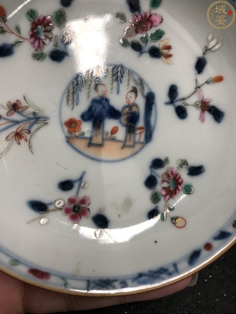 古玩陶瓷康熙青花加彩花卉人物故事盤拍賣,當前價格600元