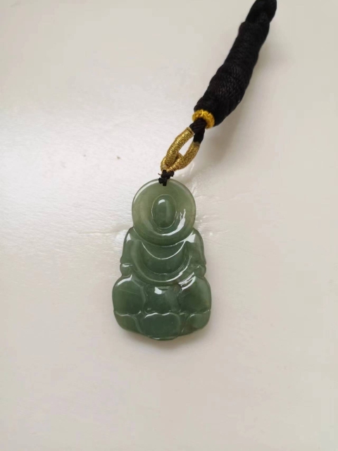 古玩玉器天然翡翠雕“觀音”掛件拍賣，當前價格580元