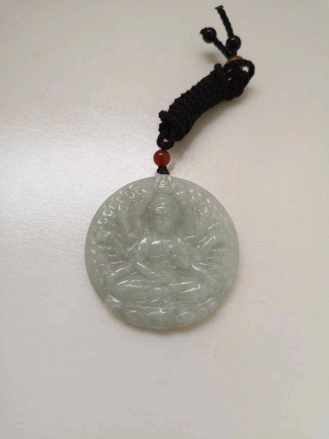古玩玉器天然翡翠雕“千手觀音”牌拍賣,當前價格450元
