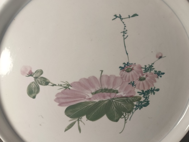 古玩陶瓷花卉紋彩繪大盤拍賣，當(dāng)前價格500元
