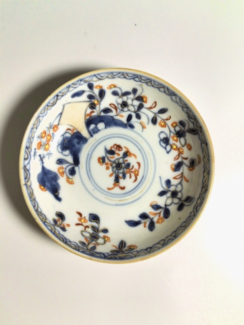 古玩陶瓷清乾隆 極品青花礬紅描金加料彩花卉紋盤拍賣,當前價格950元