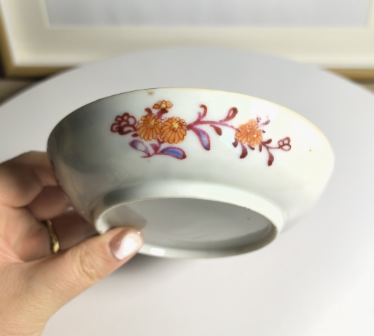古玩陶瓷清乾隆 極品青花礬紅描金加料彩花卉紋盤拍賣,當前價格950元
