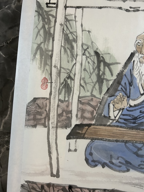 古玩字畫楊濟淮《撫琴圖》拍賣,當前價格455元