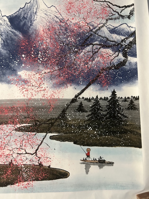 古玩字畫大紅袍畫家周卡《清溪垂釣》拍賣,當(dāng)前價格2480元