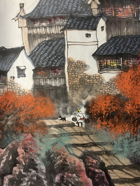古玩字畫大紅袍畫家周卡《秋日漁歸》拍賣,當前價格2458元