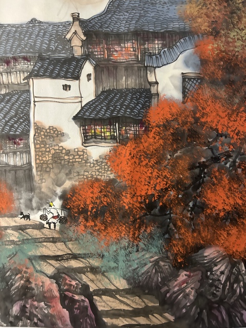 古玩字畫大紅袍畫家周卡《秋日漁歸》拍賣,當前價格2458元