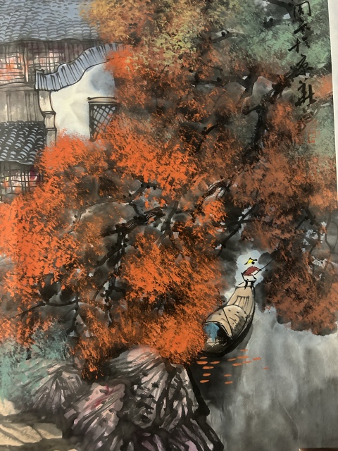 古玩字畫大紅袍畫家周卡《秋日漁歸》拍賣,當前價格2458元