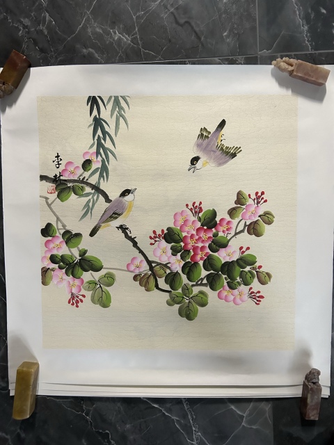古玩字畫李麗芳《花鳥圖》拍賣,當前價格650元
