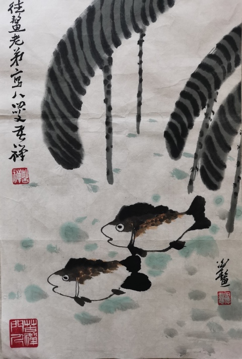 古玩字畫李苦禪大師門人也是親家田德鰲繪畫一幅拍賣,當前價格12000元
