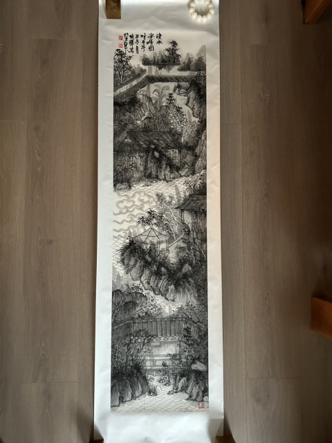 古玩字畫李煥輝大紅袍畫家《漁水安居圖》拍賣,當(dāng)前價(jià)格788元
