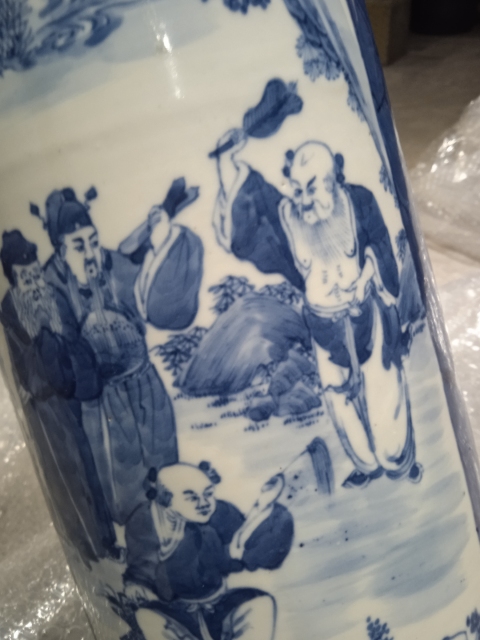 古玩陶瓷晚清人物紋青花箭筒拍賣,當前價格3888元
