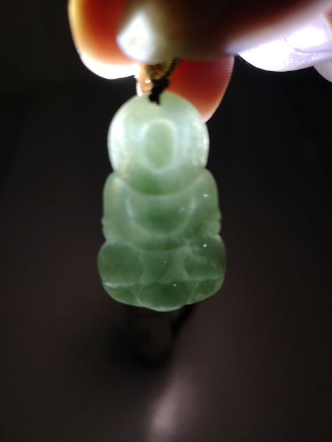 古玩玉器天然翡翠雕“觀音”掛件拍賣，當前價格580元