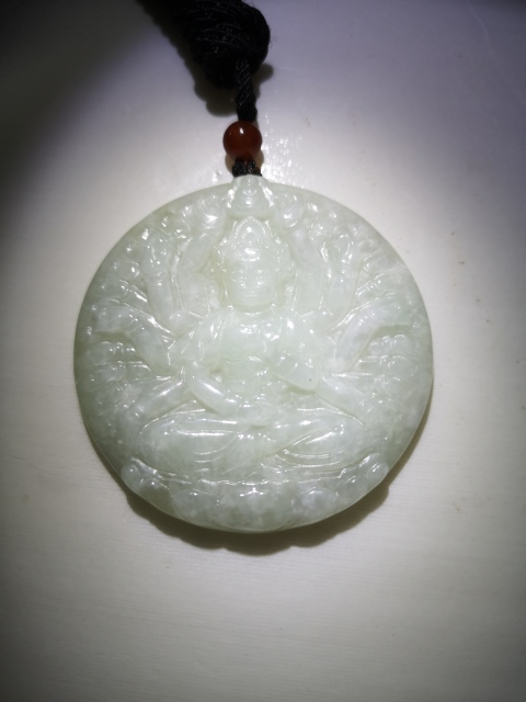 古玩玉器天然翡翠雕“千手觀音”牌拍賣,當前價格450元