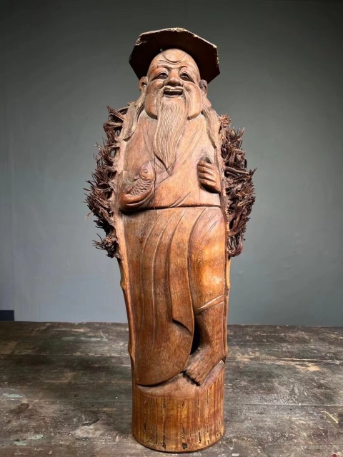 古玩雜項晚清民國精品竹根雕漁翁拍賣,當前價格2980元