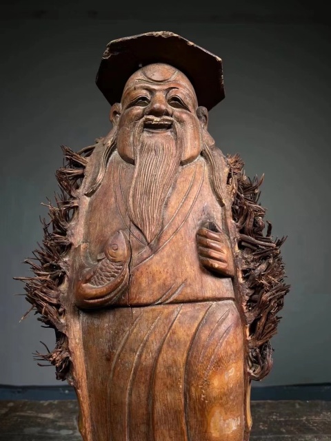古玩雜項晚清民國精品竹根雕漁翁拍賣,當前價格2980元