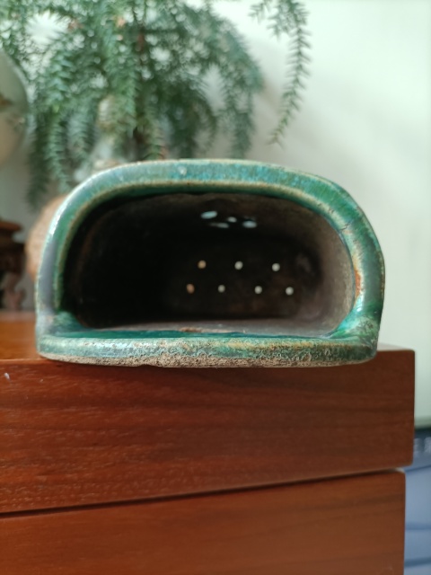 古玩陶瓷綠釉壁瓶拍賣,當前價格178元