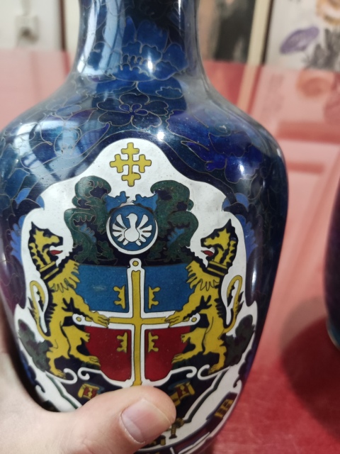 古玩雜項景泰藍掐絲琺瑯銅瓶一對拍賣，當(dāng)前價格688元