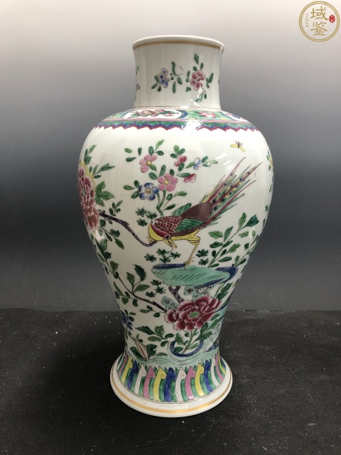 古玩陶瓷44厘米超細路粉彩花卉雞腿瓶拍賣，當前價格7500元