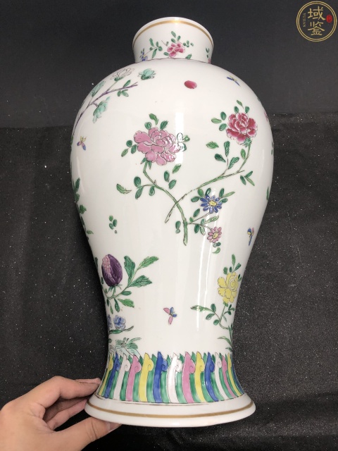 古玩陶瓷44厘米超細路粉彩花卉雞腿瓶拍賣，當前價格7500元