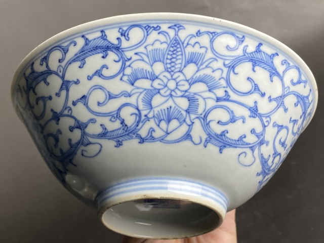 古玩陶瓷嘉慶青花纏枝花卉碗拍賣，當前價格5888元