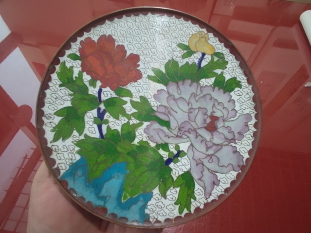 古玩雜項創匯期景泰藍掐絲琺瑯銅盤拍賣，當前價格288元