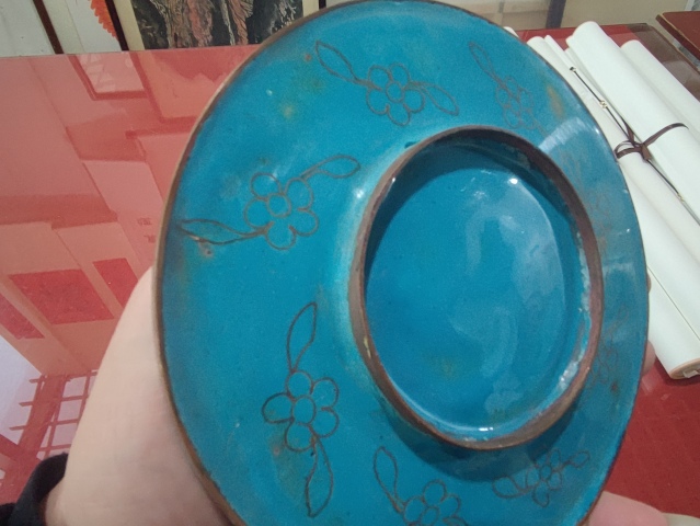 古玩雜項創匯期景泰藍掐絲琺瑯銅盤拍賣，當前價格288元