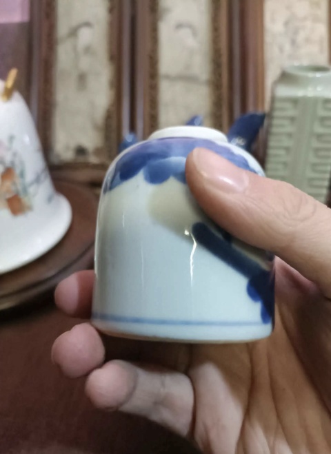 古玩陶瓷青花亭臺樓閣山水水盂拍賣，當前價格1500元