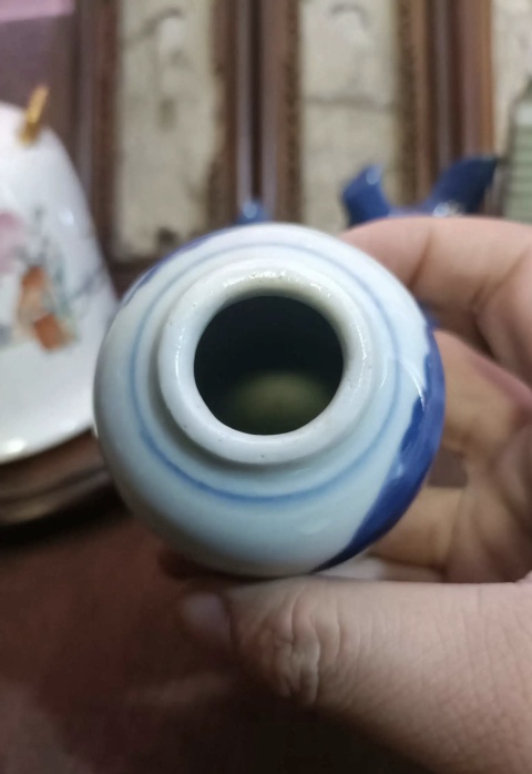 古玩陶瓷青花亭臺樓閣山水水盂拍賣，當前價格1500元