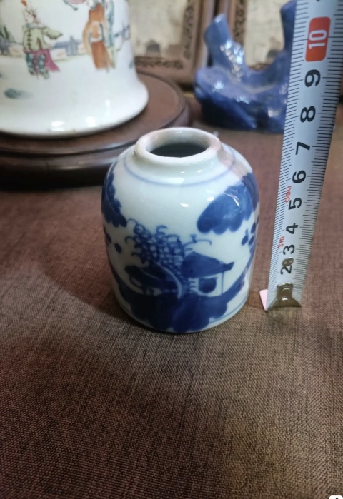 古玩陶瓷青花亭臺樓閣山水水盂拍賣，當前價格1500元
