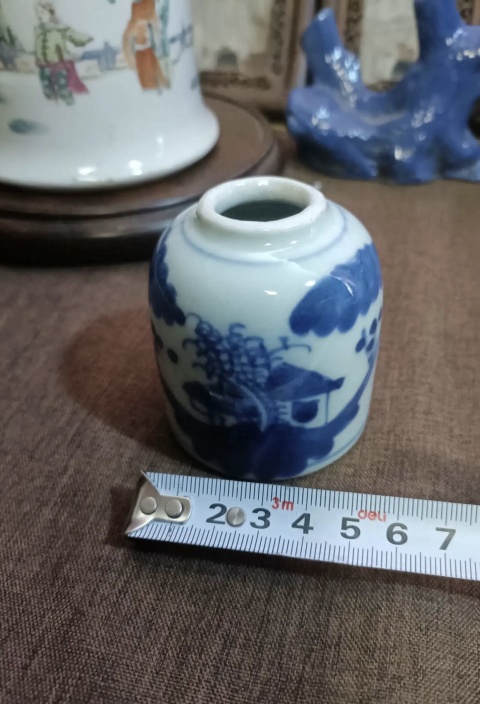 古玩陶瓷青花亭臺樓閣山水水盂拍賣，當前價格1500元