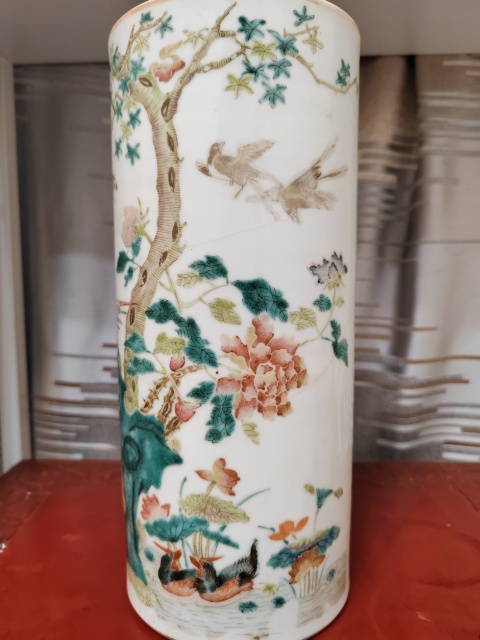 古玩陶瓷五倫圖粉彩帽筒拍賣，當前價格1100元