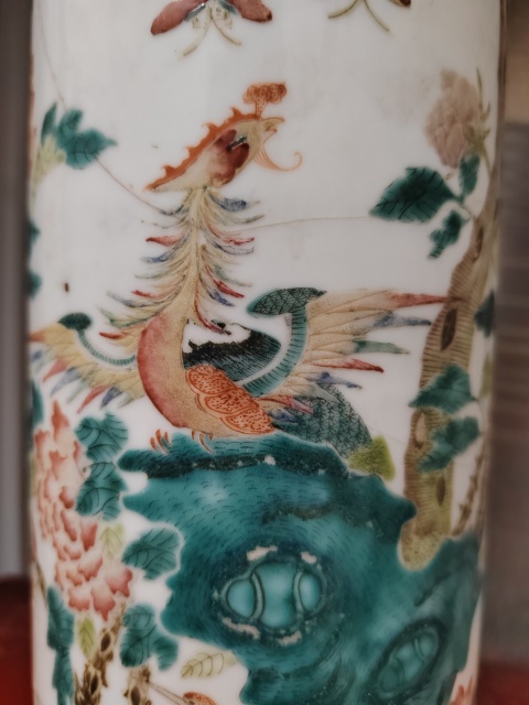 古玩陶瓷五倫圖粉彩帽筒拍賣，當前價格1100元