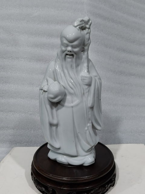 古玩陶瓷白釉壽星人物塑像拍賣,當前價格680元