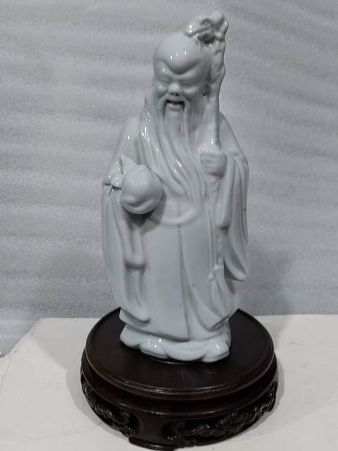 古玩陶瓷白釉壽星人物塑像拍賣,當前價格680元