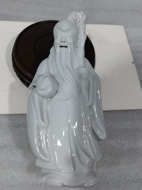 古玩陶瓷白釉壽星人物塑像拍賣,當前價格680元
